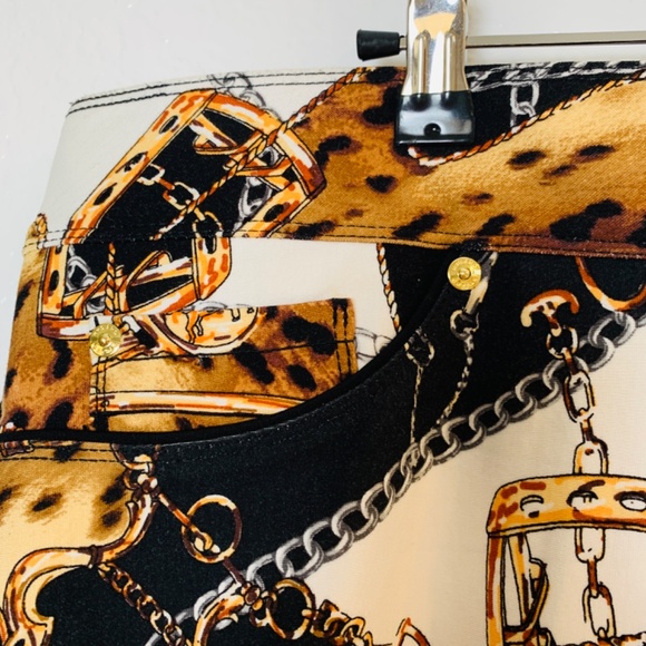 Luxe Slims Jegging XL 18-20 Collant Jean White Rope Chain Equestrian Print - Picture 3 of 14